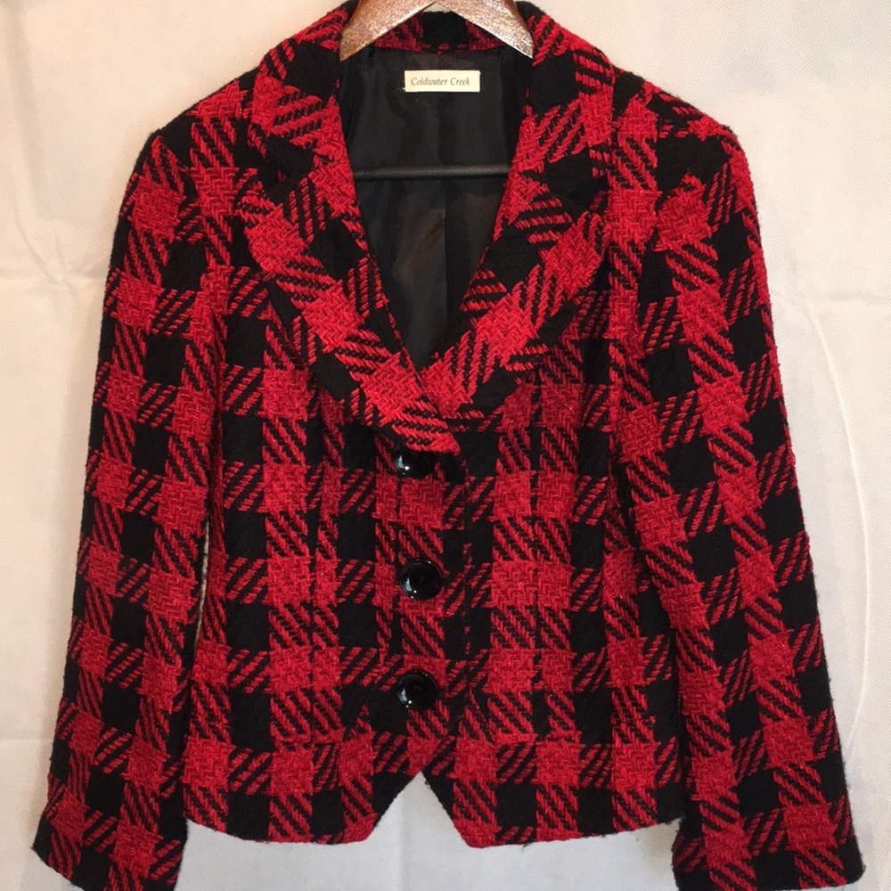 Coldwater Creek Black and Red Fall Fashion Blazer Jacket | Size 6
